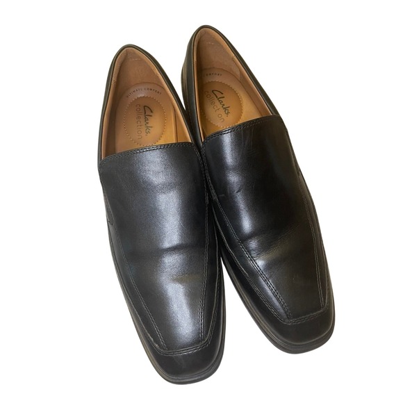 Clarks Collection Black Leather Slip On‎ Loafers Dress Shoes Men's 10 .5 - Picture 8 of 9